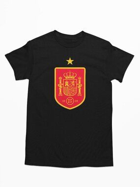 NEW Spain Espana National Soccer Team Big Logo T-Shirt BLACK